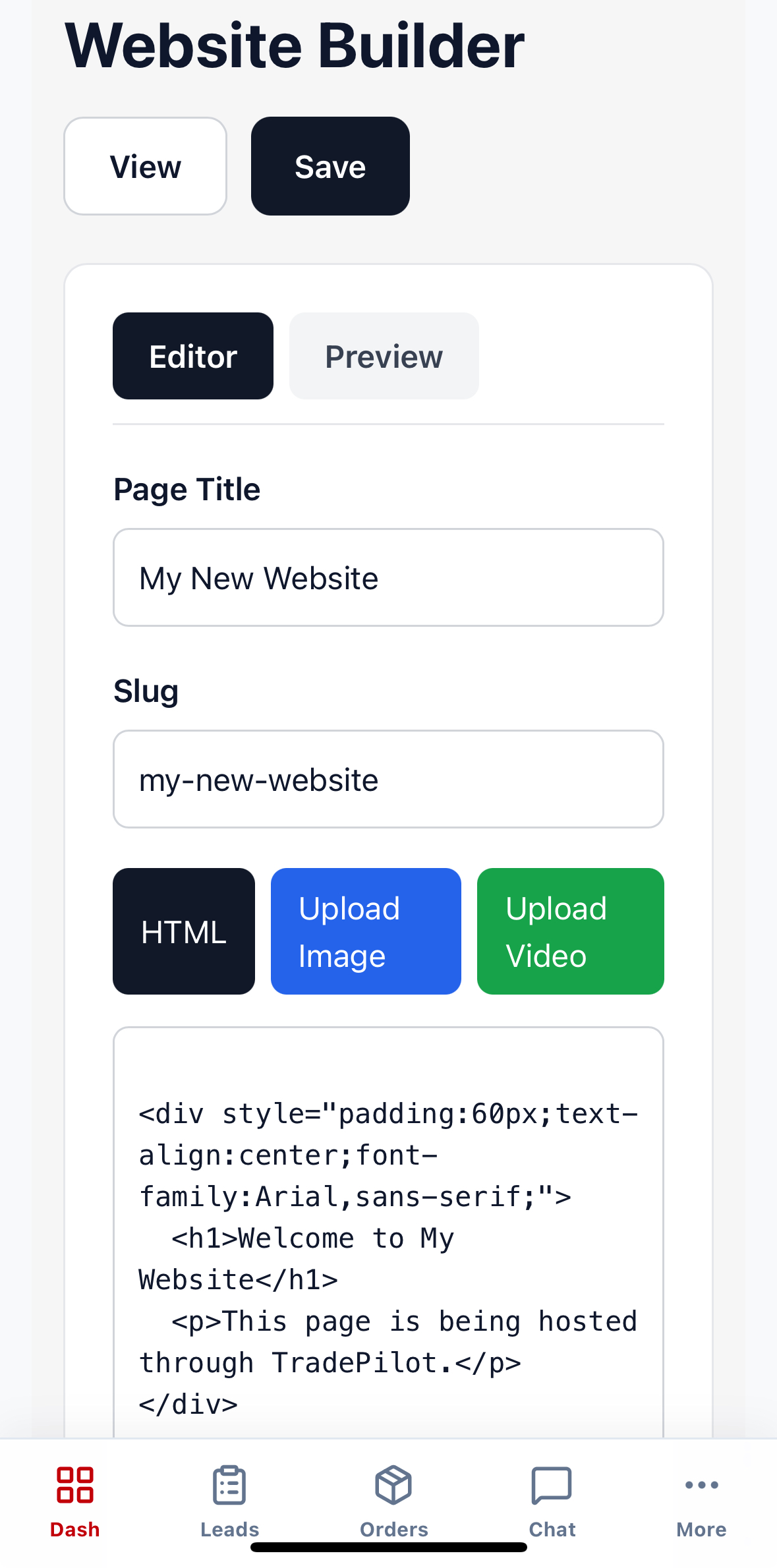 TradePilot Website Builder